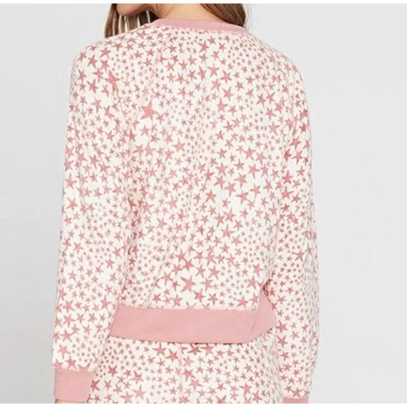 L*Space Star Print Stars Align Long Sleeve PJ top in Pink/Cream, size XS NWT - Picture 4 of 11